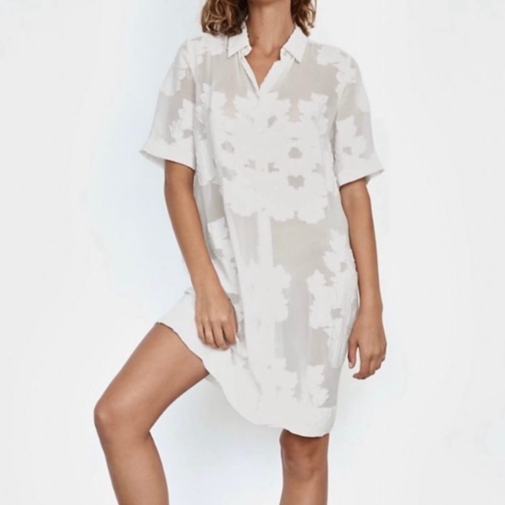 ARITZIA | Wilfred Blayne white embroidered semi sheer buttoned dress